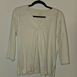 L.L.Bean women's supima cotton pleated V-neck top